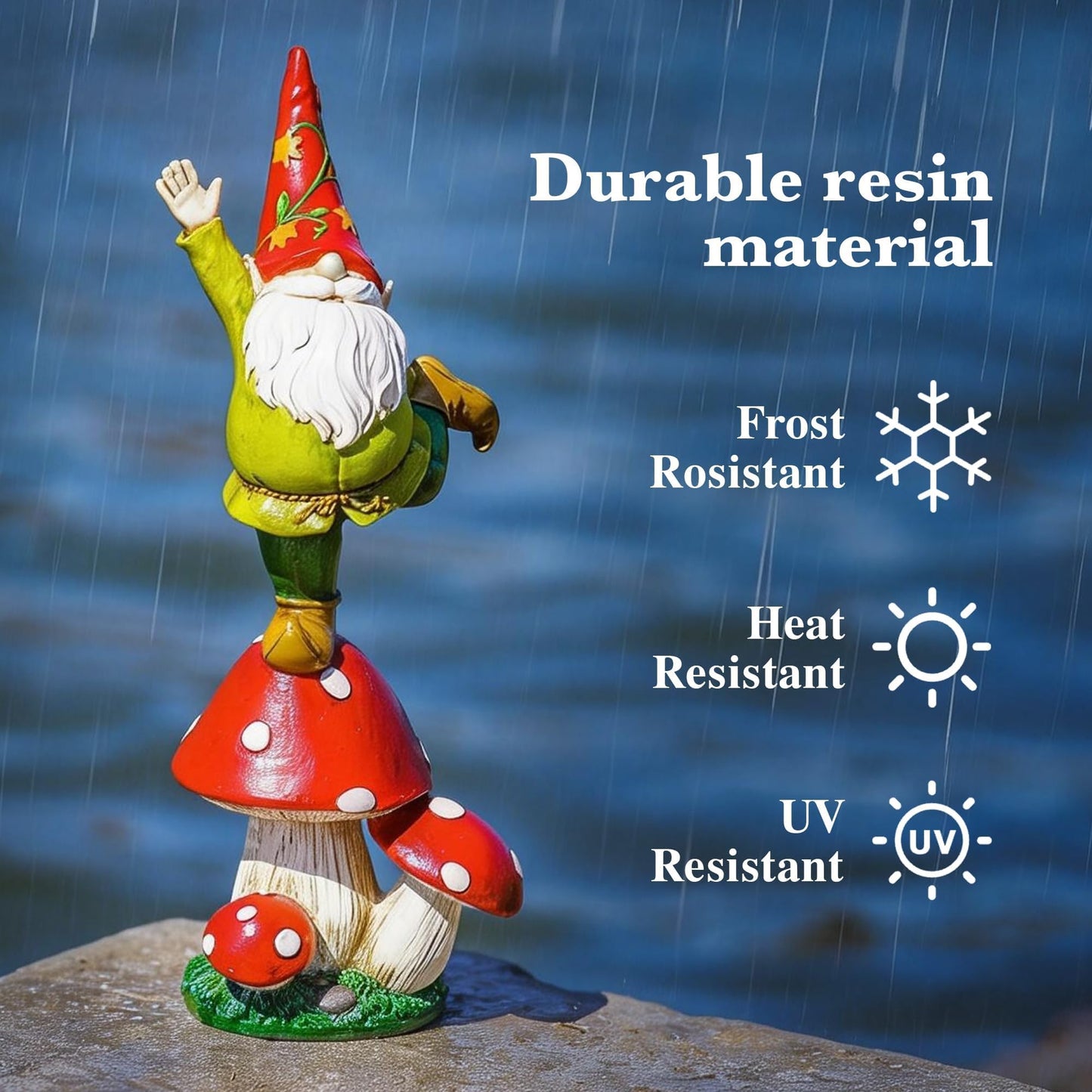 TZSSP Garden Gnome Statue - 12.2 Inch Outdoor Yoga Elf Dwarf with Wings, Hand-Painted Resin Meditation Decor, Weatherproof for Lawn Patio Garden, Unique Gift for Gardening Lovers