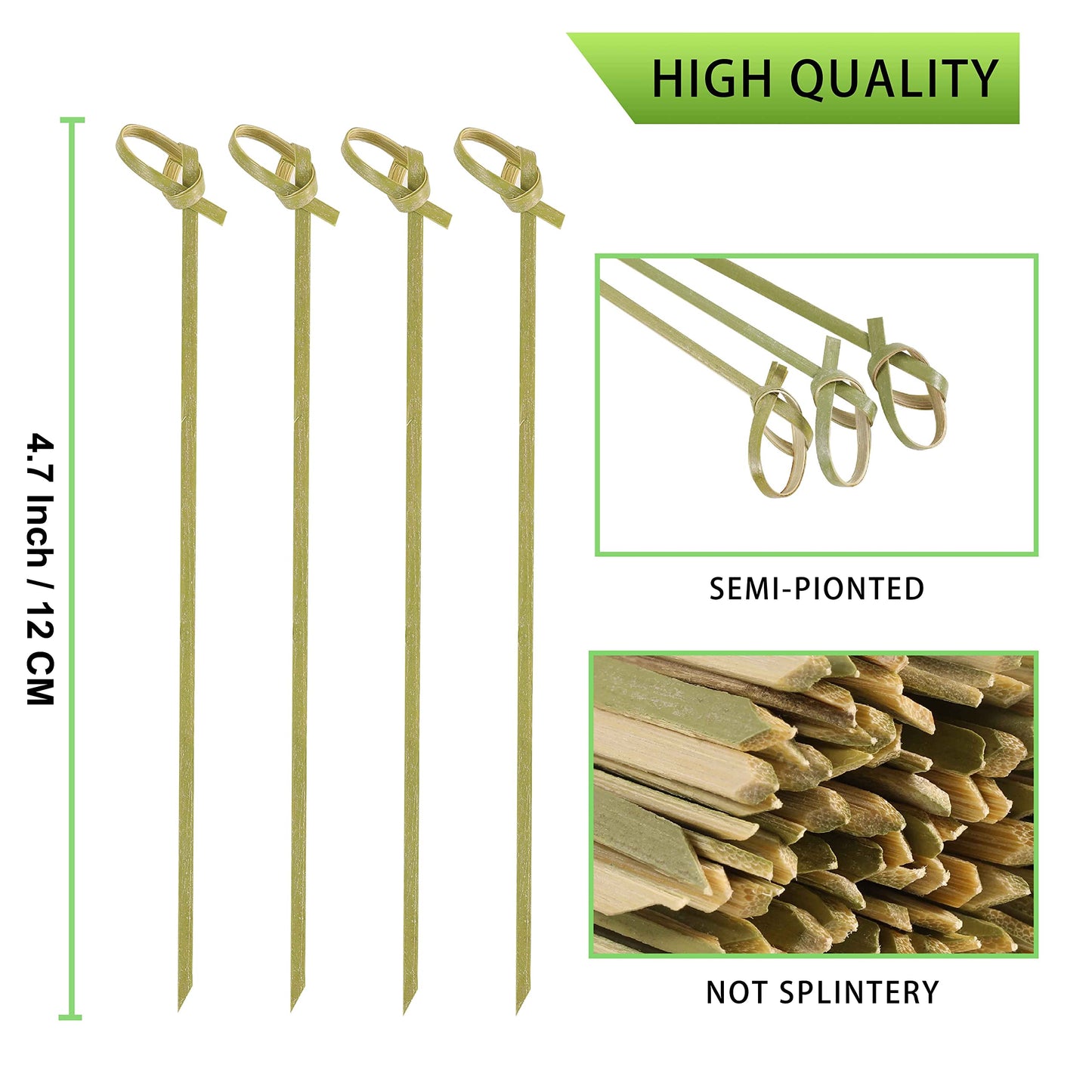 400 PCS Cocktail Picks, 4.7 Inch Toothpicks for Appetizers, Natural Bamboo Knot Skewers, Mini Food Sticks, Fancy Tooth Picks for Drinks,Fruit,Charcuterie,Cocktail Garnish Accessories, Party Supplies