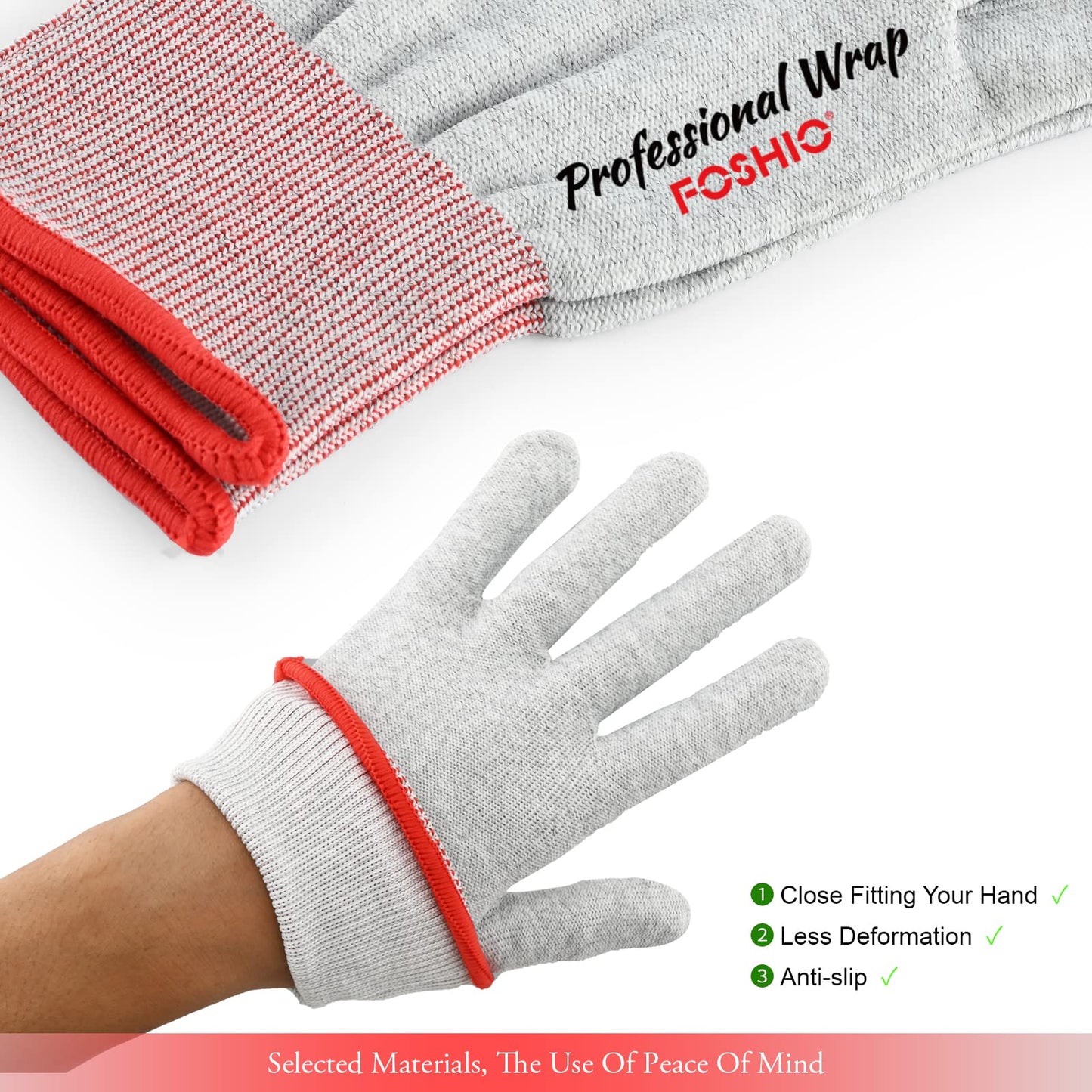 FOSHIO Vinyl Wrap Gloves, Professional Anti-Static Application Gloves, Carbon Fiber Vinyl Wrap Tool Dust-Free Working Gloves (4 Pairs)