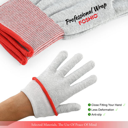 FOSHIO Vinyl Wrap Gloves, Professional Anti-Static Application Gloves, Carbon Fiber Vinyl Wrap Tool Dust-Free Working Gloves (4 Pairs)