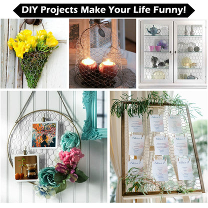 Chicken Wire Fencing Mesh 16.9 Inch x 32.8 Ft, 0.6 Inch Hexagonal Galvanized Floral Chicken Wire Fence for Crafts Garden Poultry, Metal Hardware Cloth Netting for Chicken Coops Rabbit Rodent Cage