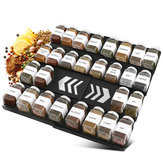 ALCOVA Expandable Spice Drawer Organizer - Adjustable 4 Tier Drawer Spice Organizer Tray Insert for Efficient Spice Organization in Drawer