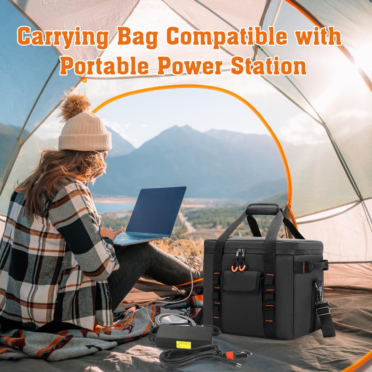 Trunab Protable Carrying Case Compatible with Jackery Explorer 300/500/1000/1000 Pro/ECOFLOW River/River2 Pro/River2 Max, Portable Power Station Bag with Adjustable Dividers