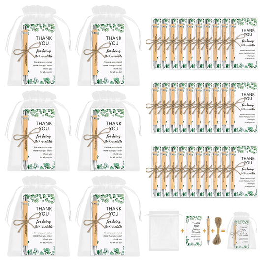 30 Pcs Thank you Inspirational Pens Bulk Gifts, Employee Appreciation Gift Motivational Quote Ballpoint Pens with Organza Bags and Thank You Cards for Teacher Student Coworkers Staff Gifts (8-30Pcs)