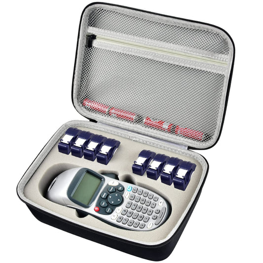 Case Compatible with DYMO LetraTag LT-100H Handheld Label Maker Machine, Holder for Labeler Makers Printer Machine & Labeling Tapes Refills, with Mesh Pocket for Accessories- (Grey Sponge)