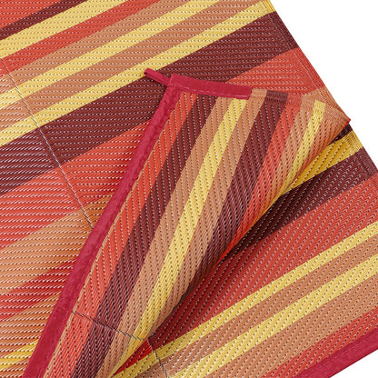 WondRg Outdoor Rug Patio Mat 5x8 Waterproof Plastic Straw Red Orange Stripe Tapis Exterieur for Camping Picnic Deck Washable Outside Carpet Balcony Backyard Porch RV Portable Reversible Lightweight