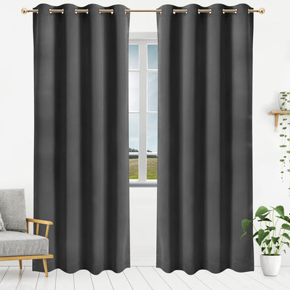Utopia Bedding Blackout Curtains 2 Panels - 96 Inches Long Thermal and Sound Insulated, Room Darkening Grommet Curtains for Bedroom Living Room Windows (Grey - 52x96 Inches)