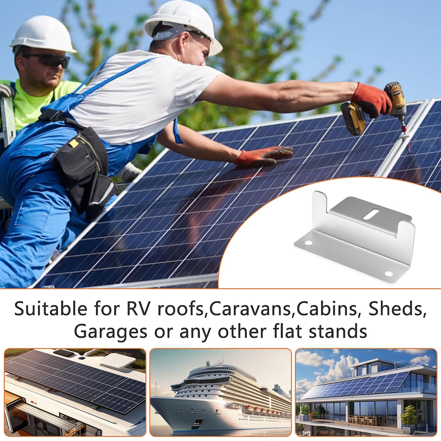 16 Pcs Solar Panel Mounting Z Brackets Kit with Nuts and Bolts, Anti-Corrosion Solar Panel Mount Supporting for RVs Campers Boats Roof Wall and Other Off Grid