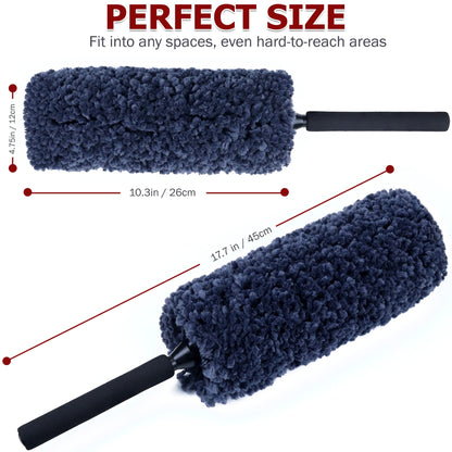 Car Duster Kit, Ultra Soft Microfiber Duster with Storage Bag, Unbreakable Handle, Lint & Scratch Free, Exterior or Interior Use, Pollen Remover, Best Car Accessories for Cleaning SUV Home