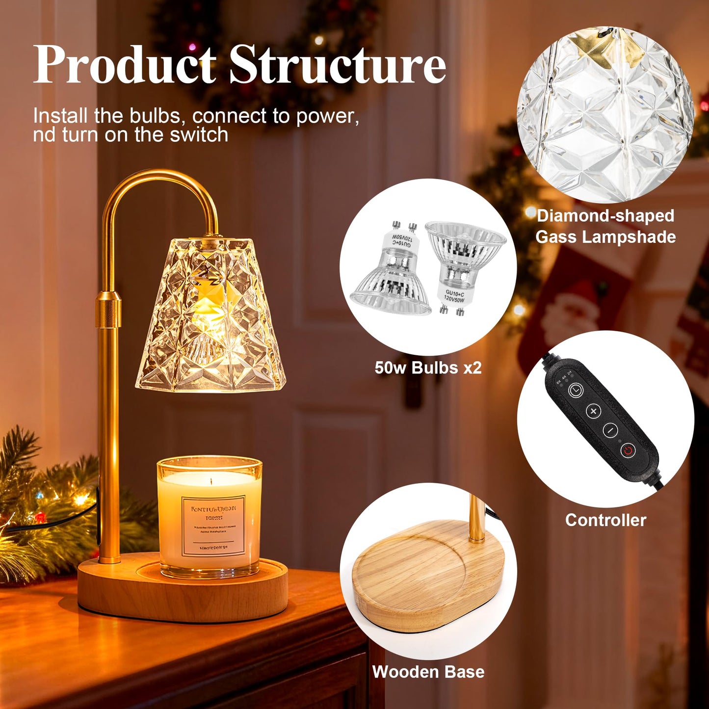 SyncGlow Candle Warmer Lamp with Timer, Birthday Gifts for Women Mom, House Warming Gifts New Home, Wax Melt Warmer for Scented Jar-Black