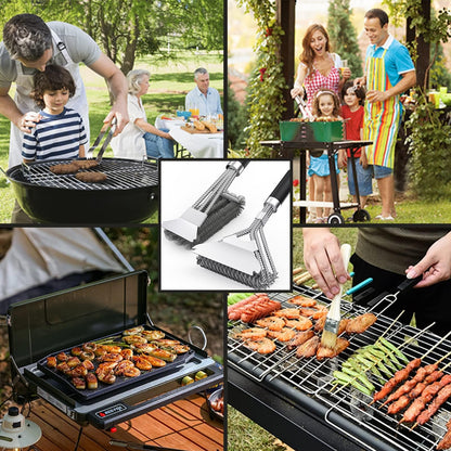 2 Packs BBQ Grill Brush, BBQ Brush Cleaner for Grill, Stainless Steel BBQ Cleaning Brush with Scraper, BBQ Accessories Suitable for Gas, Charcoal, Infrared & Barbecue Grill