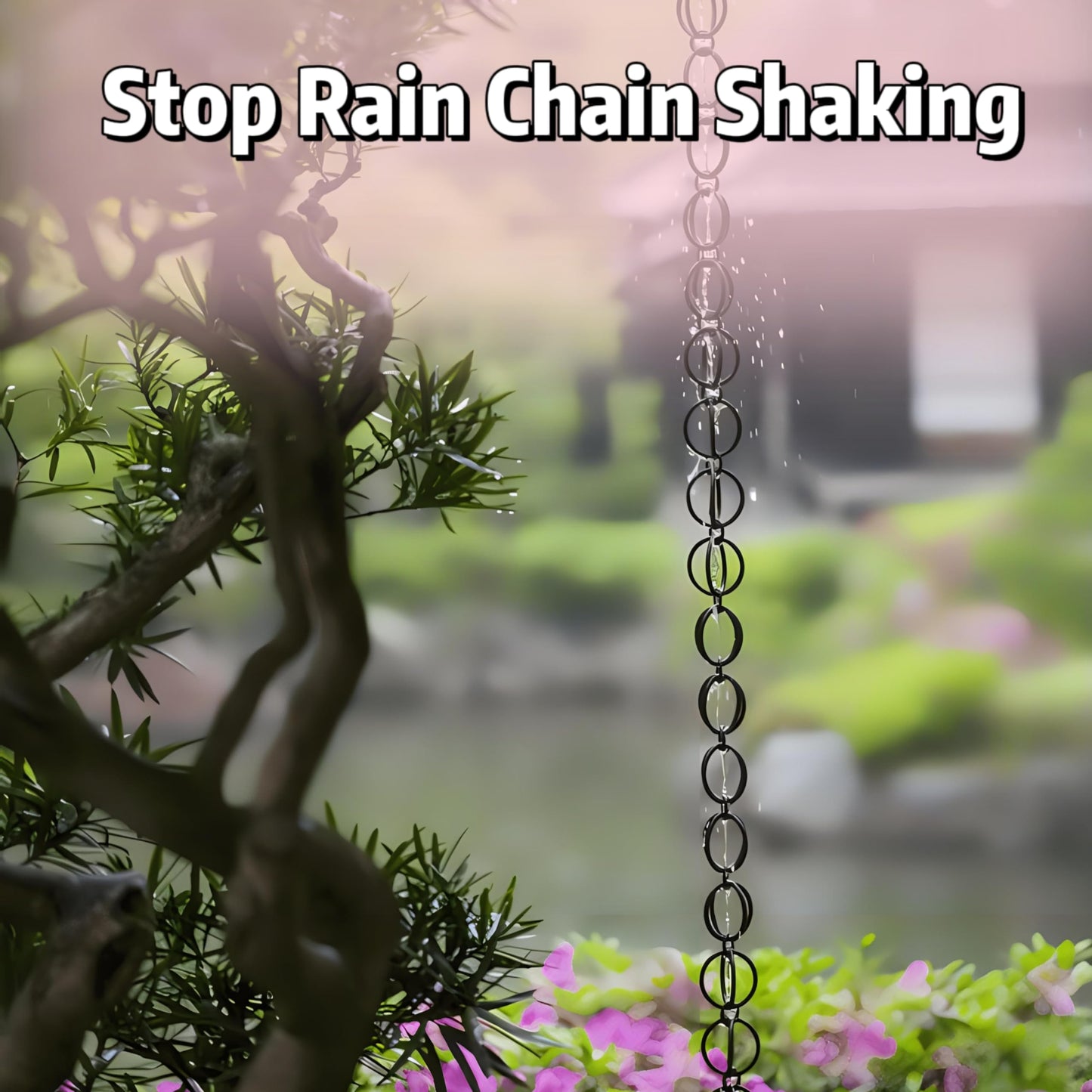 Rain Chain Anchor Stake for Copper Gutter Chains, 30'' Powder Coated Iron Downspout Chains Anchoring, Universal Fit Outside Rain Catcher System Accessories, Replacement for Basin and Barrel in Autumn.
