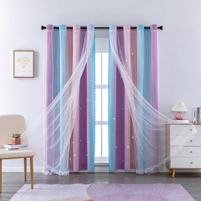 XiDi Blackout Rainbow Curtains 2 Panels for Girls Kids Bedroom Nursery Living Room Decor Rideaux Occultants Drapery with Eyelet for Windows W34xL63 Inch Wall Decals