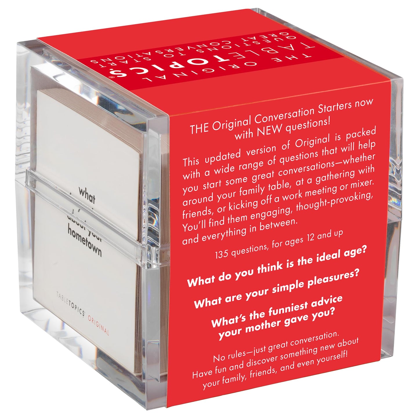TableTopics - The Original Conversation Starter Cards - 135 Questions to Break The Ice & Build Connection with Friends, Family, & Coworkers - at Home, Parties, & Meetings