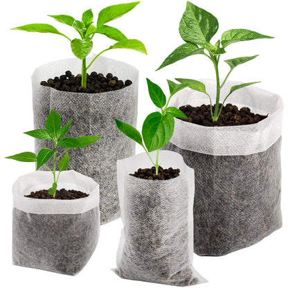 Yesland 1100 Pcs Degradable Non-Woven Plant Nursery Bags - Fabric Plant Seeding Bags Plant Grow Bags - 4 Assorted Sizes Nursing Growing Pouch for Vegetable, Flower, Plant Grow