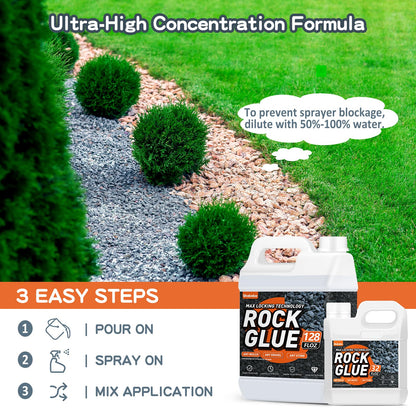 Rock Glue, 32OZ Mulch Glue for Landscaping, Fast-Dry Strong Pea Gravel Stabilizer Landscape, Non-Toxic Long-Lasting Dries-Clear Strong Pea Gravel Binder for Pebble, Pine Straw for Outdoor Gardens