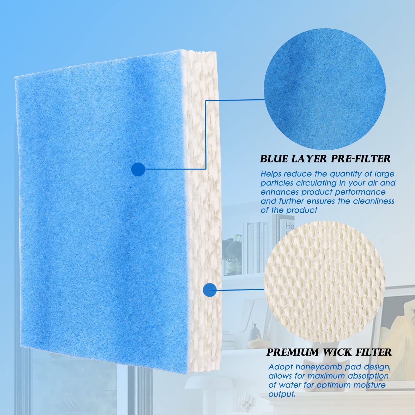 Upgraded HFT600 Filter T Humidifier Wick Filter Compatible with Honeywell HEV615, HEV620, Compatible with Honeywell Humidifier Filter T, Replace Part HFT600T, HFT600PDQ Super Thick 1.5inch, 4 Pack