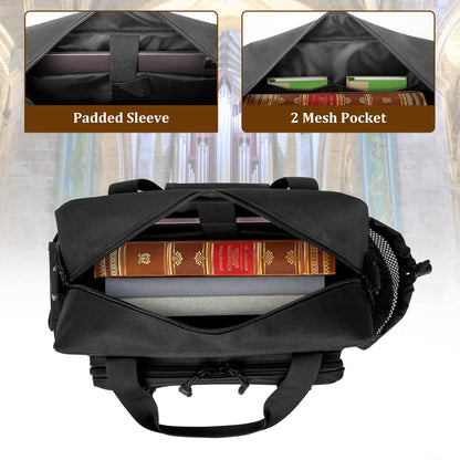 Damero Large Bible Bag for Men, Bible Tote Bag Church Bag with Cup Holder, Cover for Study Supplies, Black