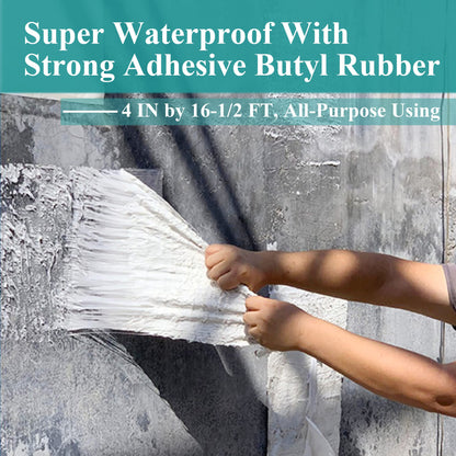 All-Purpose Super Waterproof Seal Repair Tape and Patch, Adhesive Butyl Tape with Aluminium Foil Perfect Sealing, 4 in by 16-1/2 FT