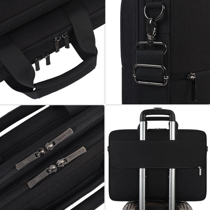 DOMISO 17-17.3" Laptop Briefcase Waterproof & Shockproof Business Bag w/Luggage Strap & Anti-Theft - Fits 17" Laptops, Black