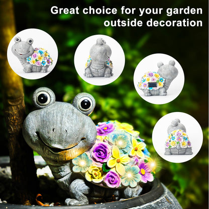 YANFLERENT Outdoor Solar Cute Turtle Statues for Garden, Waterproof Outside Tortoise Figurines Decor with 7 LED Lights, Suitable for Yard, Lawn, Patio, Balcony - Gift for Grandma Mom Women