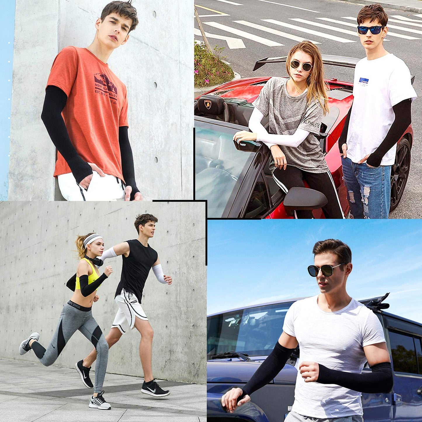 Beister 6 Pairs Cooling Arm Sleeves, UV Protection, Women Men Summer Outdoor Sunblock Arm Cover with Thumb Hole