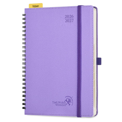 POPRUN 2026-2027 Academic Weekly Planner, Large 8.5" x 10.5" Horizontal Layout Calendar Agenda from July 2026 to June 2027, Softcover Appionment Book with Monthly Tabs, Spiral Bound, Inner-Pocket - Lavender