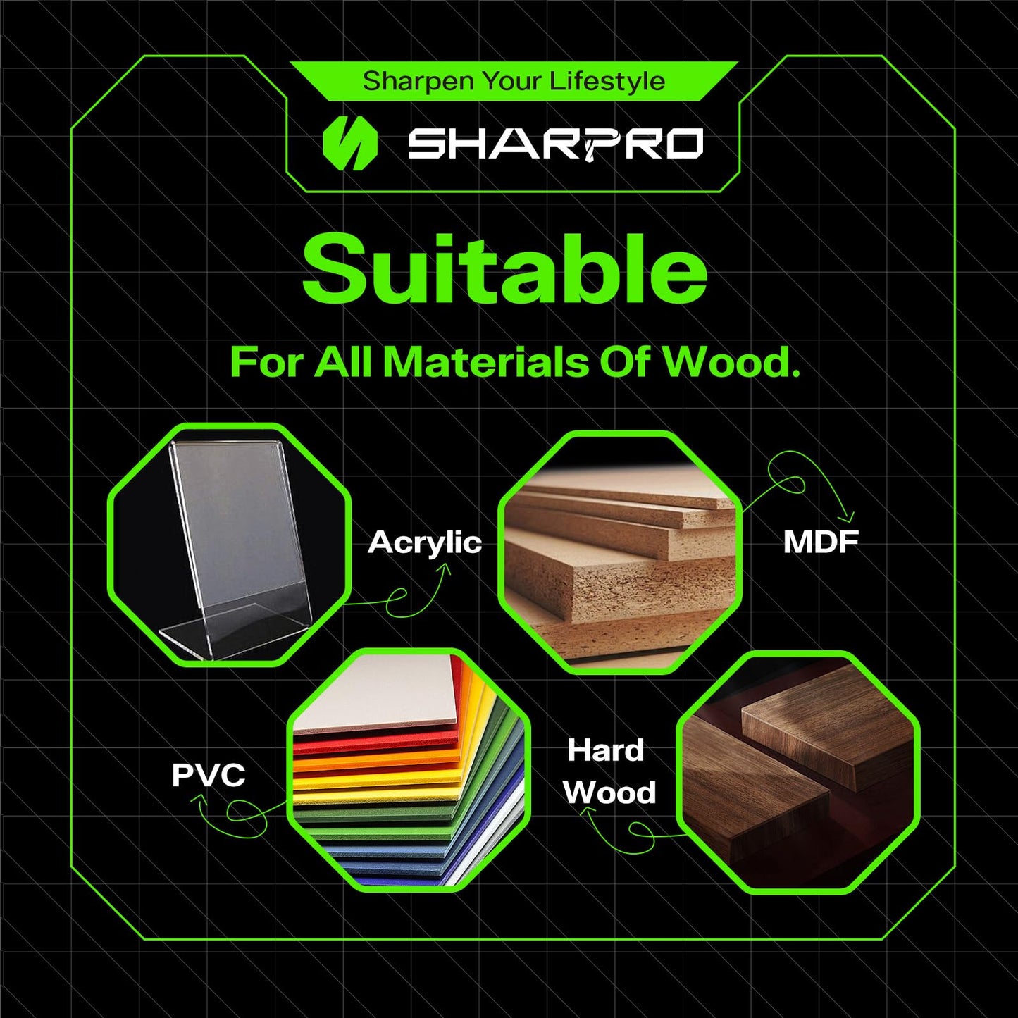 SHARPRO Downcut Spiral Router Bit 1/4 Inch Shank 1/8 Inch Cutting Dia. 1/2 Inch CL. 2 Inch OVL. Solid Carbide Down Cut CNC Bit, Ideal for Wood Cutting, Slotting, Engraving, Carving