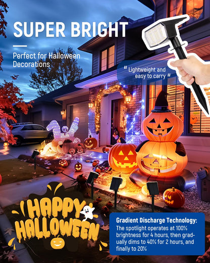 AUDERWIN Solar Lights Outdoor Lighting IP65 Waterproof, 63LED Soalr Spotlights, 2 Pack Solar Powered Lights for Outside, Outdoor, Yard, Landscape Lights-Warm Light