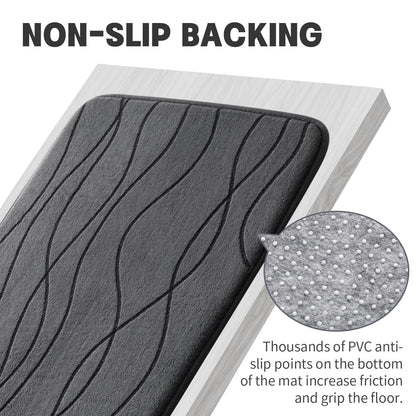 YIHOUSE Memory Foam Grey Bath Mat Set 2 Piece, Ultra Absorbent Bath Mat for Bathroom - Non-Slip Machine Washable & Dry Quickly, 2 Piece Bathroom Mat Set, Dark Grey