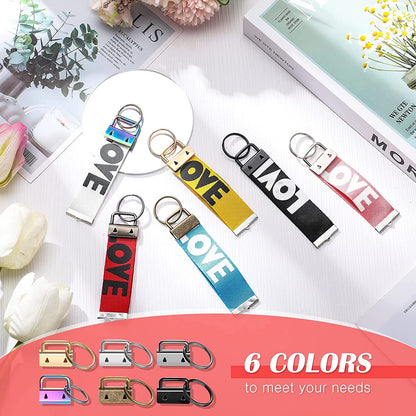 73 Sets 1" 25mm 6 Colors Keychain Fob Hardware and Pliers Tool Set, Lanyard Key Fob With Key Ring Wristlet Clamp Supplies