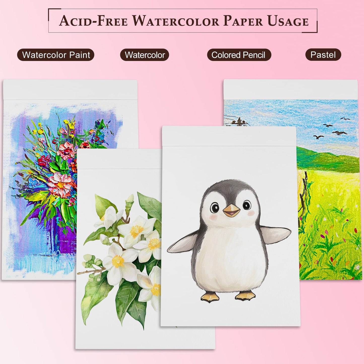DagouColor Watercolor Paper Pad, A4, 2 Pack, 30 Sheets Each, 140lb/300gsm Cold-pressed Paper, Artist Book for Adults Kids, Painting, Drawing, Mixed Media