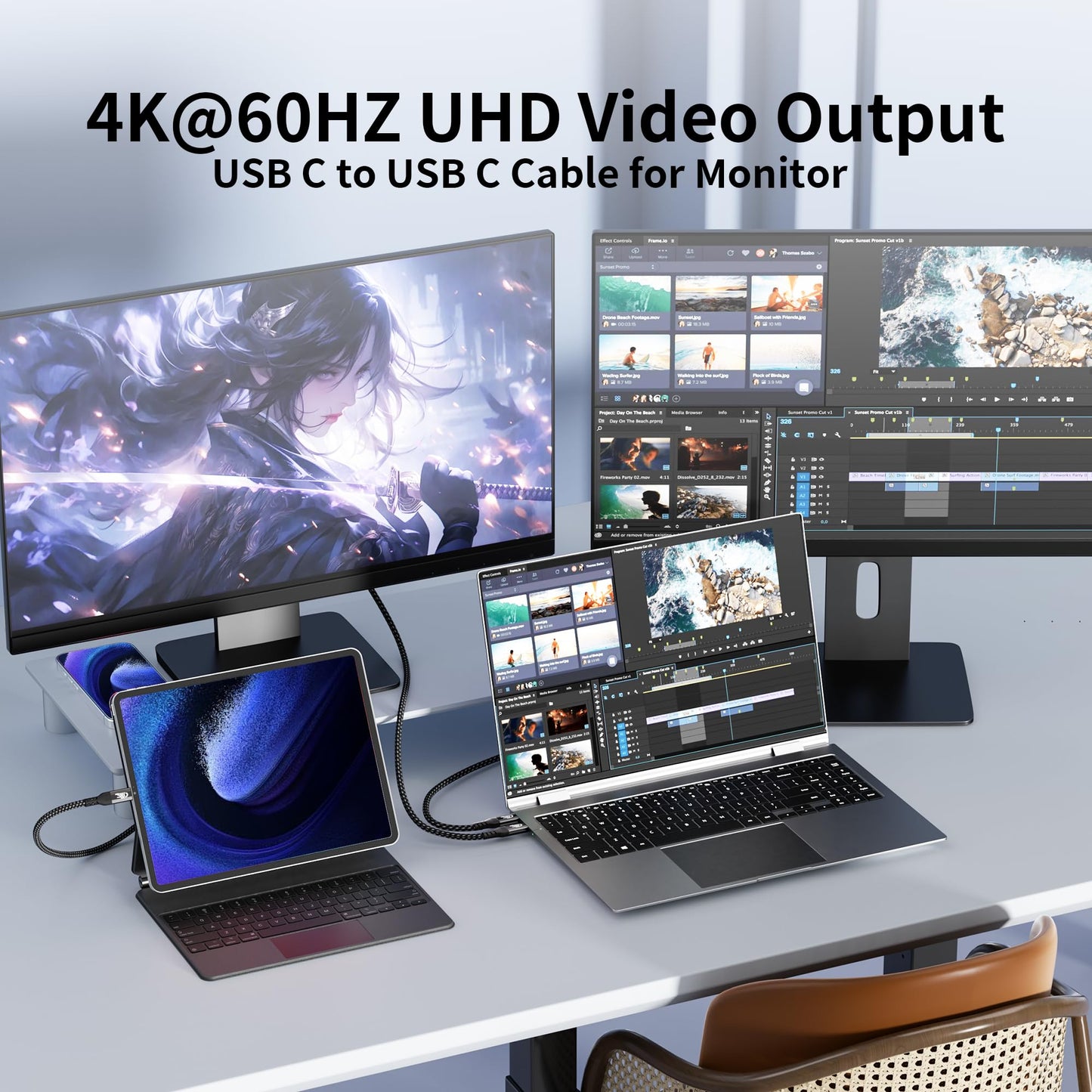 USB c Cable 10ft/3m Compatible with Thunderbolt 4/3, USB 3.2 Gen 2 20Gbps High Speed Data Transfer, 100w Fast Charging & 4K@120Hz USB C Video Cable for Monitor,dispaly Cord