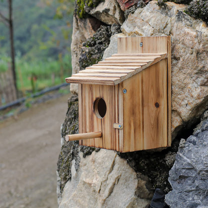 Bird Houses for Outside with Pole Wooden Bird House for Finch Bluebird Cardinals Hanging Birdhouse Clearance Garden Country Cottages