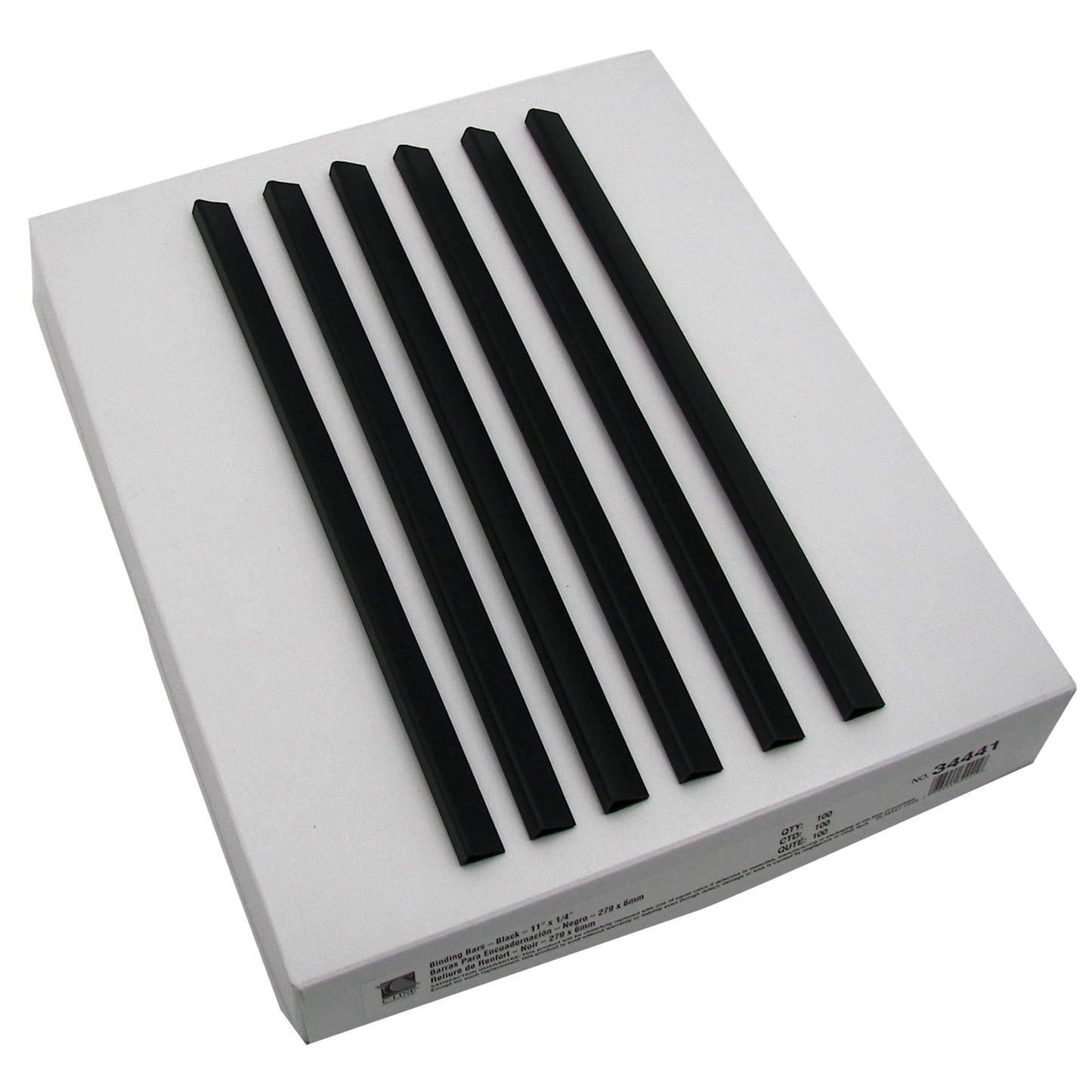 C-Line 34441 Slide-'N-Grip Binding Bars for Report Covers, 40-Sheet Capacity, Black, 100/Box
