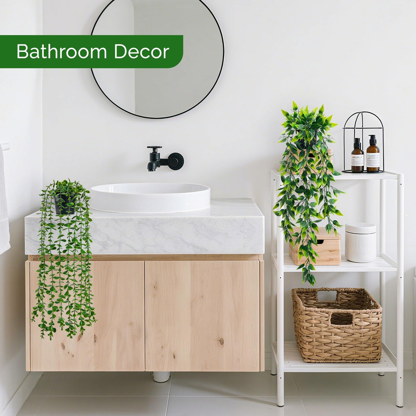 Der Rose 6Pcs Fake Plants Hanging Potted Artificial Hanging Faux Ivy Vines Plants for Bathroom Kitchen Wall Shelf Decor Indoor Outdoor