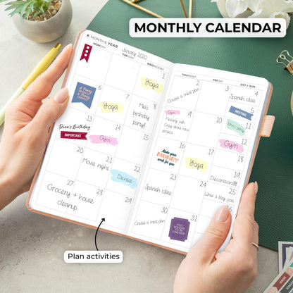 Clever Fox Pocket Planner Weekly – Undated Monthly Goal Planner and Calendar for Increasing Productivity, Mini Planner Perfect for Purse, Size: 3.7" x 6.7", Start Anytime, Lasts 1 Year – Rose Gold