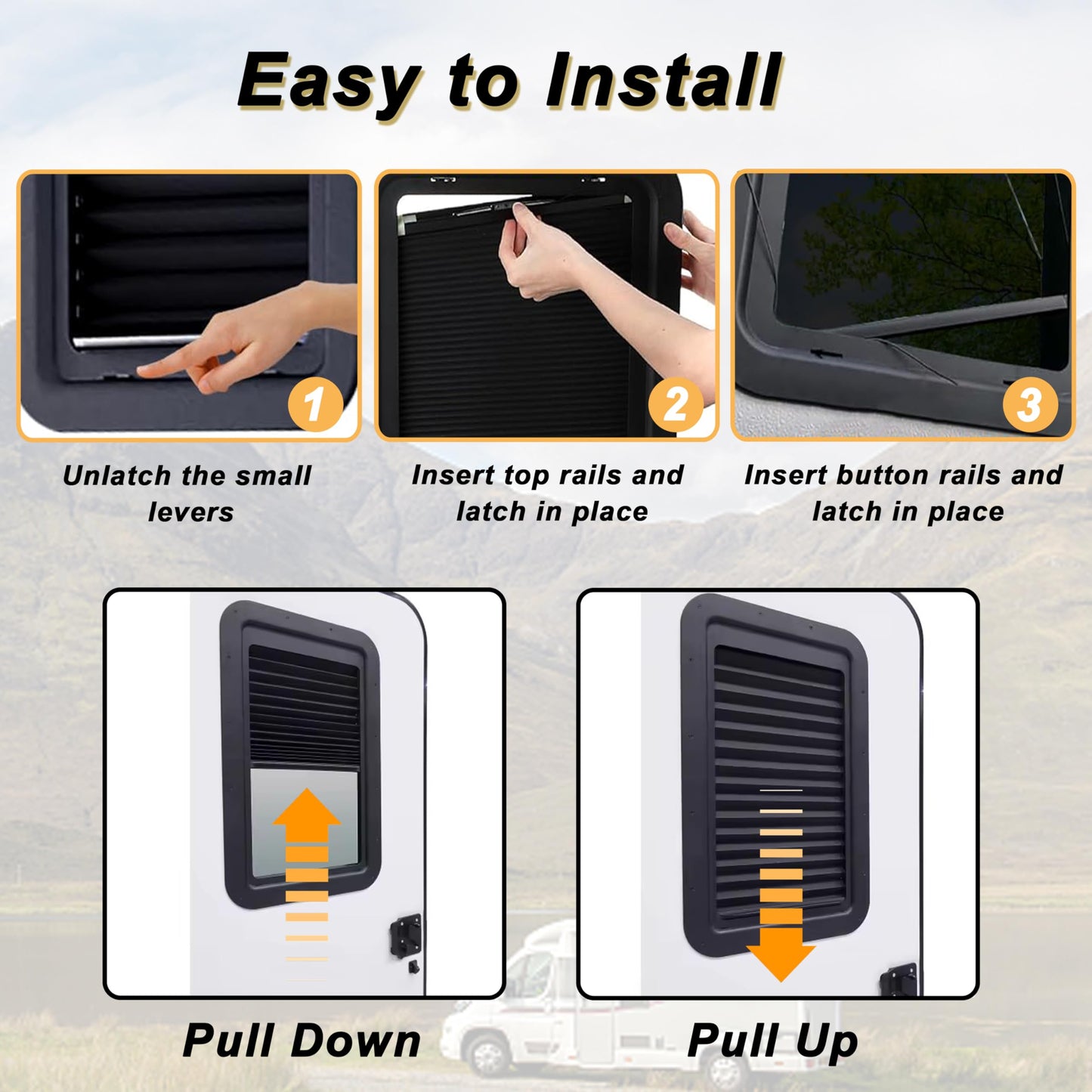 RV Window Shades Thin Pleated Shade Replacement for Lippert Prepped Entry Doors Shade, 12" x 21" RV Camper Travel Trailers Door Window Blinds Shades Cover, Protect Interior Privacy