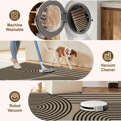 VSIWB Door Mat Entrance 2'x3', Easy Jute Area Rug, Non-Slip Absorbent Dirt Resist Front Back Door Mat, Easy Clean Washable Low-Profile Doormat for Entryway, Front Door, Inside Entrance,Kitchen, Black