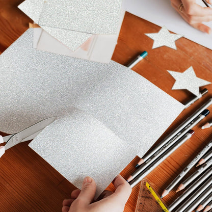Double-Sided Silver Glitter Cardstock 12x12 for Cricut - Goefun 24 Sheets 12x12 Cardstock, 280 GSM/100 LB Silver Glitter Paper for Crafts, Christmas, Anniversary