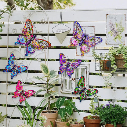 6Pcs Metal Butterfly Wall Decor, 14Inch/9Inch Outdoor Butterfly Wall Art for Fence Garden Yard Room Patio Balcony Decorations