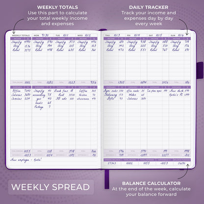 Clever Fox Income & Expense Tracker – Accounting & Bookkeeping Ledger Book for Small Business – Income & Expense Record Notebook with Receipt Pocket – Undated, A5, 5.8″ x 8.3″, Hardcover (Purple)