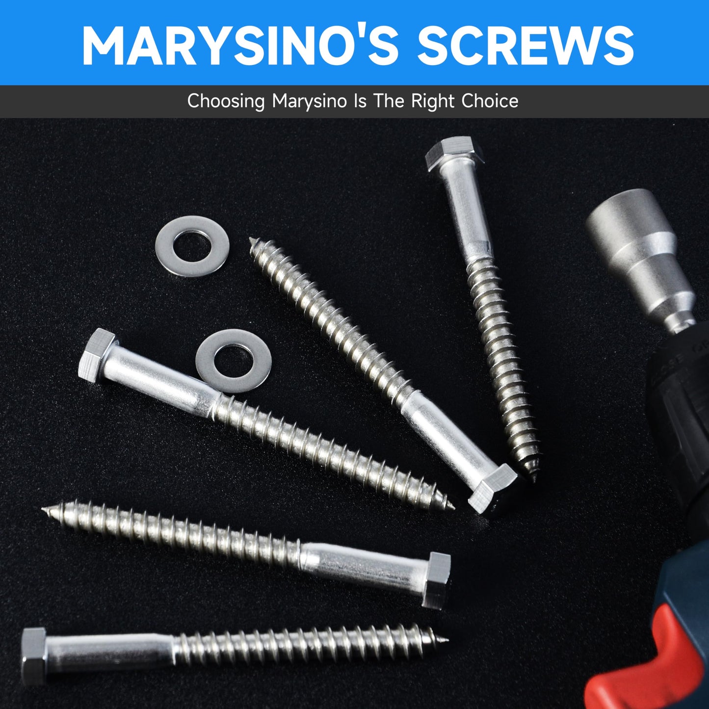 (8-Set) 1/2 x 3 Lag Screws, Stainless Steel Heavy Duty Hex Head Lag Bolts for Wood, Commercial/Industrial Grade 1/4 Bolts, Mounting Screws Bolts Kit, Black Oxided by Marysino