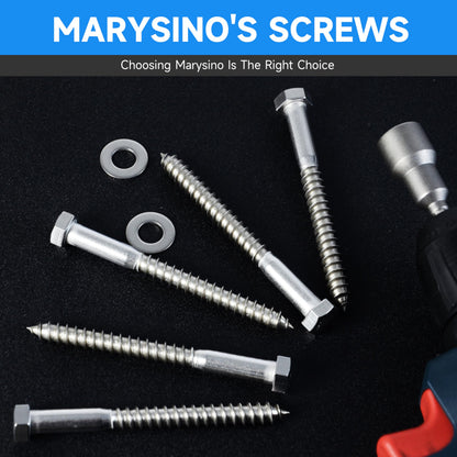 (8-Set) 1/2 x 3 Lag Screws, Stainless Steel Heavy Duty Hex Head Lag Bolts for Wood, Commercial/Industrial Grade 1/4 Bolts, Mounting Screws Bolts Kit, Black Oxided by Marysino
