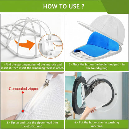 2 Pack Hat Washer Cage Hat Cleaner Hat Washer for Baseball Caps for Washing Machine or Dishwasher for Flat & Curved Hats… White