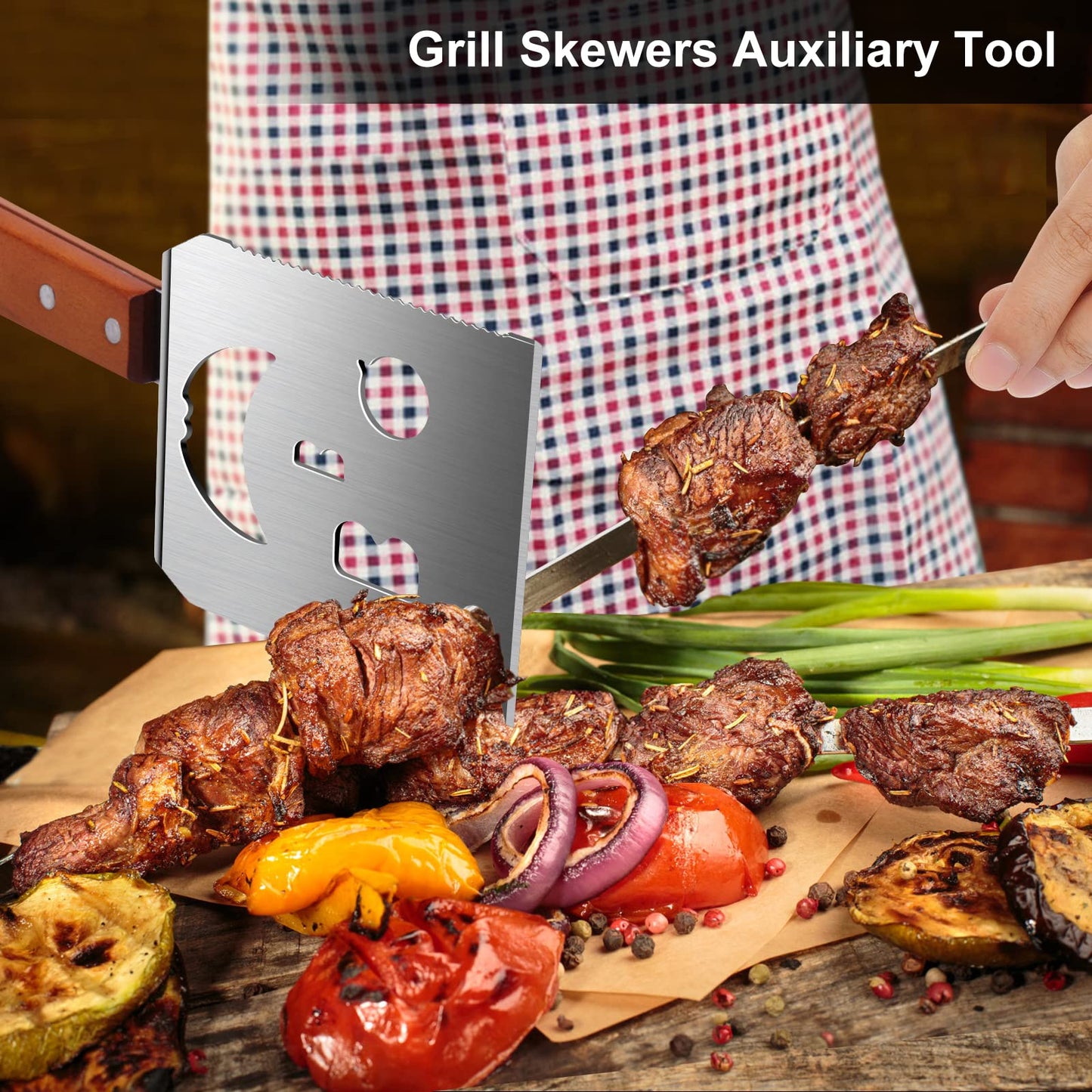 BBQ Accessories for Grill, 7 in 1 Grill Spatula with Fork,17 Inch Barbecue Tools, Dad Gifts, Gifts for Men, Dad, Husband