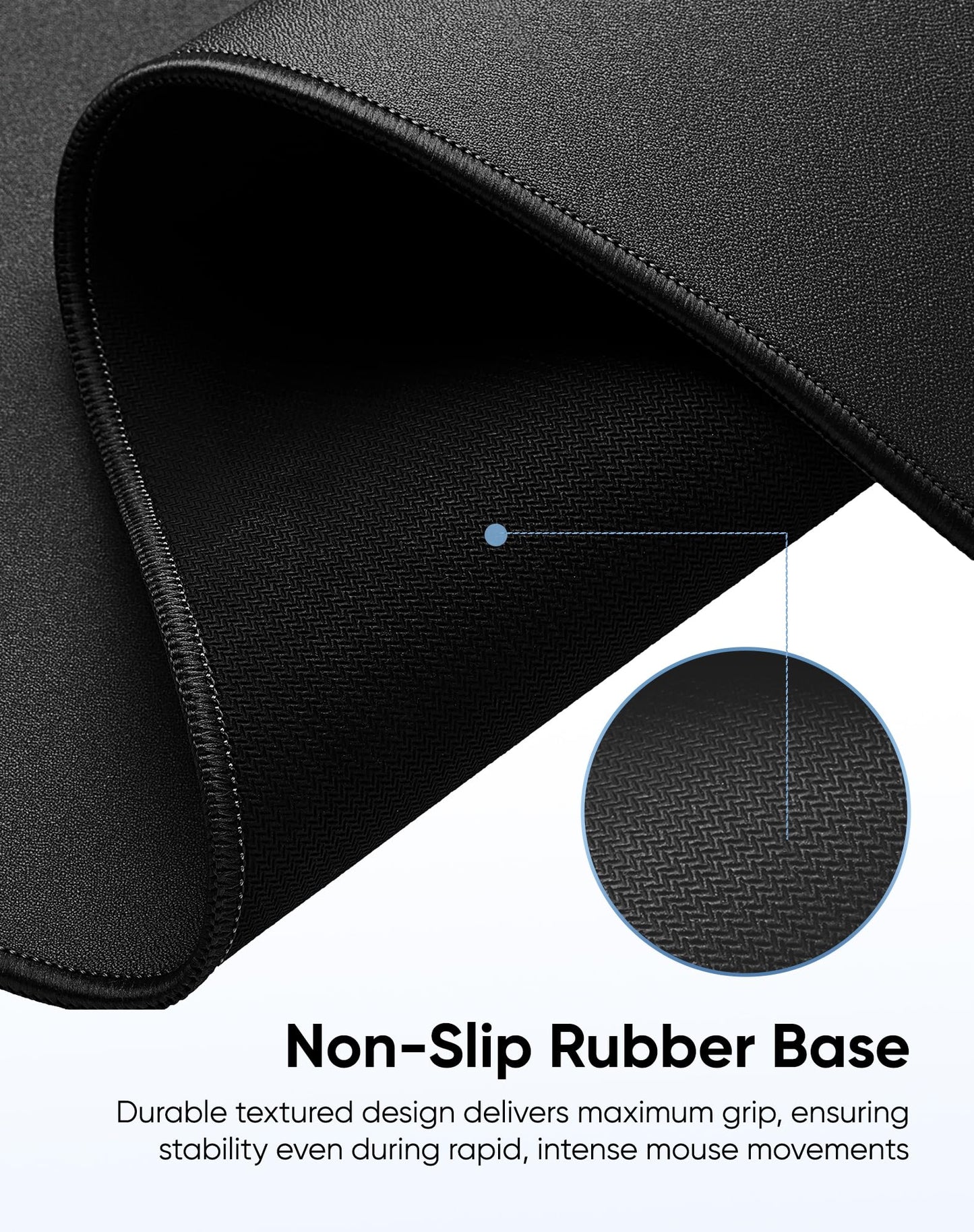 Reniteco Waterproof Large Gaming Mouse Pad with Durable Stitched Edges, Non-Slip Rubber Base, Grainy Jacquard Mouse Mat Desk Pad for Home Office Gaming, 40cm x90cm x0.3cm, Matte Black