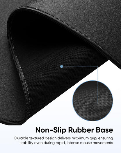 Reniteco Waterproof Large Gaming Mouse Pad with Durable Stitched Edges, Non-Slip Rubber Base, Grainy Jacquard Mouse Mat Desk Pad for Home Office Gaming, 40cm x90cm x0.3cm, Matte Black