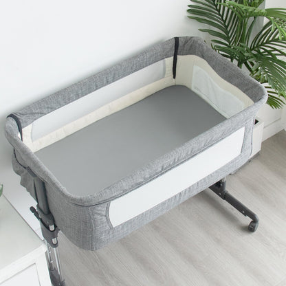 Bassinet Fitted Sheet(33" x 20"), 4 Pack for Most Bedside Sleeper Bassinet, Bassinet Sheets, Breathable & Soft Polyester, Grey Leaf