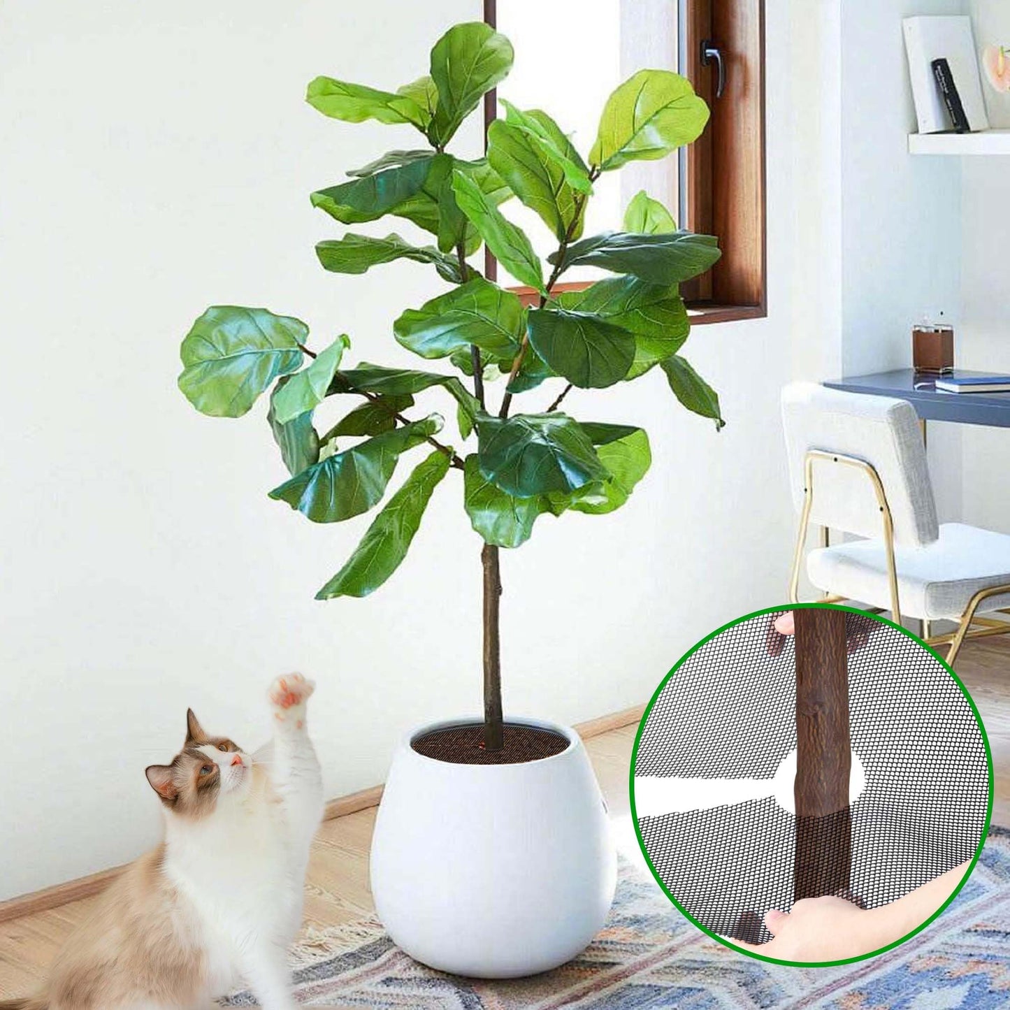Adnee 4 Pcs 15.7 Inch Plant Pot Grids-Cuttable Plant Pot Soil Covers Protectors from Animals-Indoor Round Planter Pots Soil Guard for Outdoor Garden Plants Protection